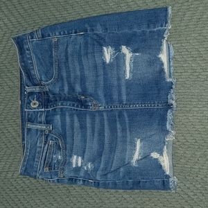 American Eagle Jean Distressed Mini Skirt